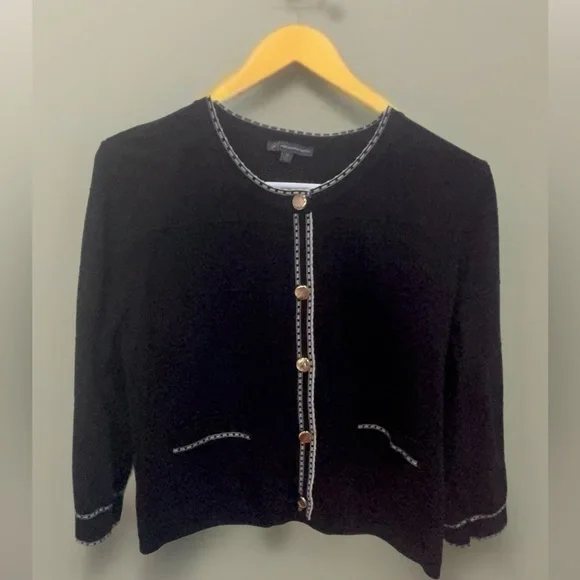 Adrianna Papell Black Cardigan with Gold Details - Picture 3 of 8